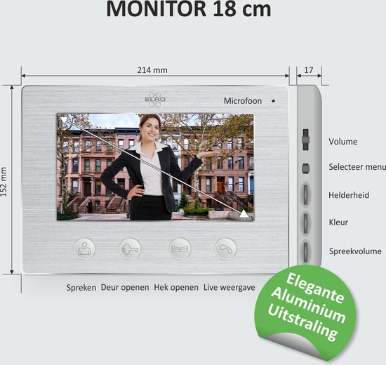 ELRO DV4000IP2 Interphone Vidéo IP Wifi – 2 appartements – HD Camera 1080P avec vision nocturne – Câble 4 fils – 16 Sonneries