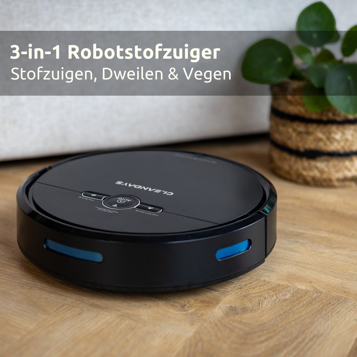 Afbeelding 2 van CleanDays Robotstofzuiger met dweilfunctie - Slimme navigatie - Dweilrobot - Robotstofzuiger met laadstation - Werkt met huisdieren - Inclusief Nederlandstalige app & afstandsbediening - D2-001