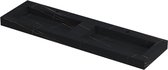 INK Pitch wastafel in keramische slab dubbel met drain en front en side skirts met 2 kraangaten 160x45x9cm, lauren black mat