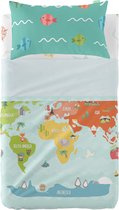 Set beddengoed HappyFriday Happynois World Map Multicolour Wieg voor baby's 2 Onderdelen