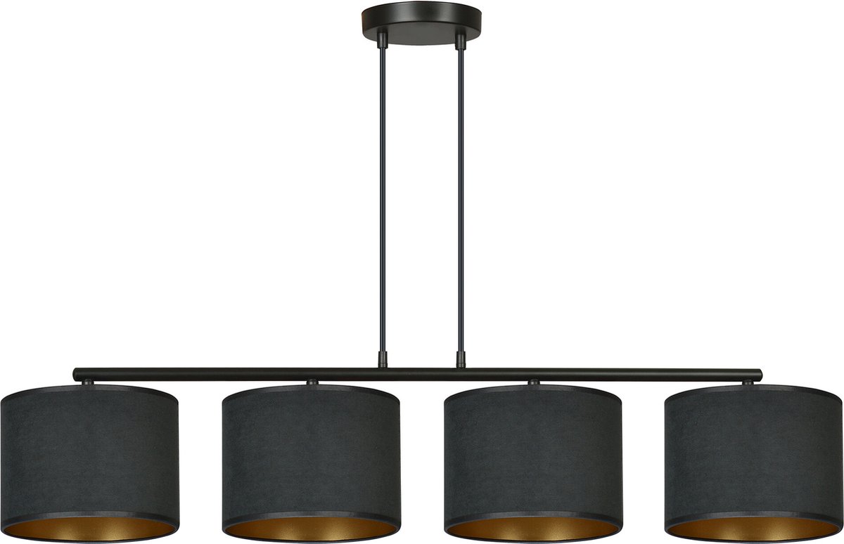 Emibig Middelfart mooie brede hanglamp zwart rond 4x E27 - Perfect voor sfeervolle verlichting in uw interieur