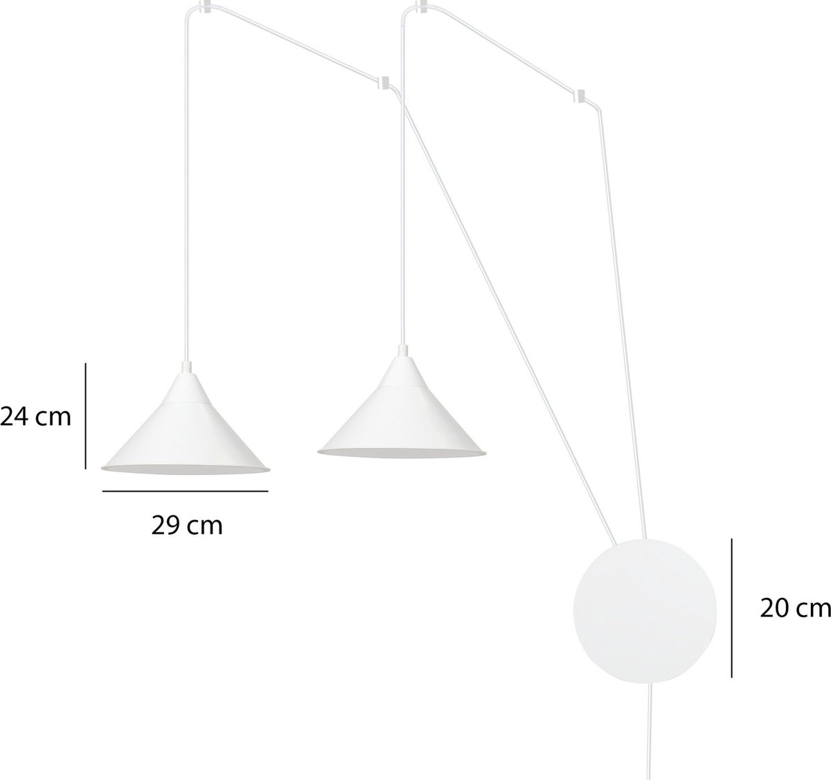 Emibig Joensuu 2L witte wandlamp pendellamp 2x E27 - Perfect voor sfeervolle verlichting in elke ruimte