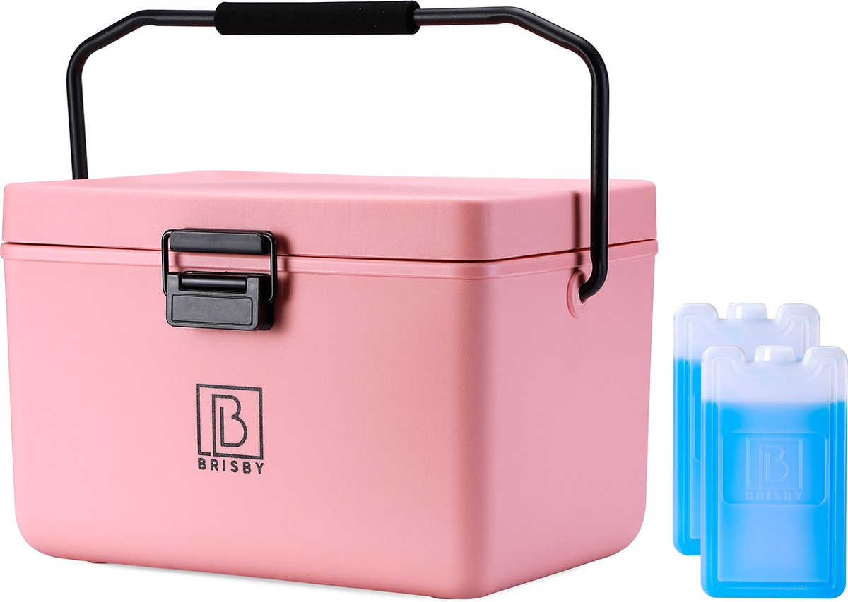 Brisby Koelbox - Frigobox - 12L - ROZE – Incl. Ergonomisch draaghandvat - Dividers - Snijplanken - Tot maximaal 40 uur isolatie - Incl. 2 koelelementen van 200ml