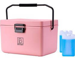 Brisby Koelbox - Frigobox - 12L - ROZE – Incl. Ergonomisch draaghandvat - Dividers - Snijplanken - Tot maximaal 40 uur isolatie - Incl. 2 koelelementen van 200ml