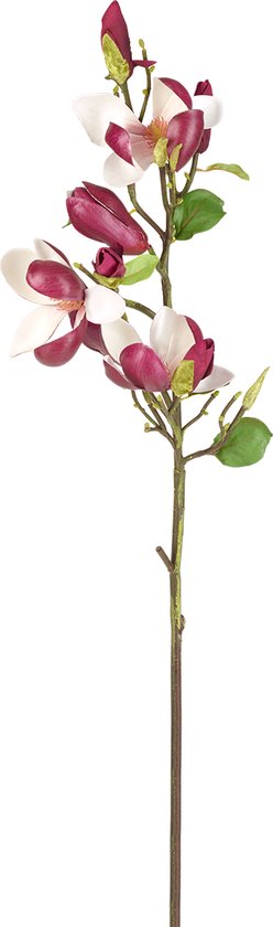 Roze en witte magnolia kunstknopsteel H80