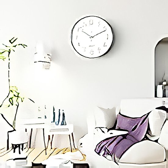 Jones Clocks® Marvel wandklok | Moderne retro afgeronde vierkante klok | 25cm | Zwart | Coole designlook voor keuken, woonkamer of kantoor