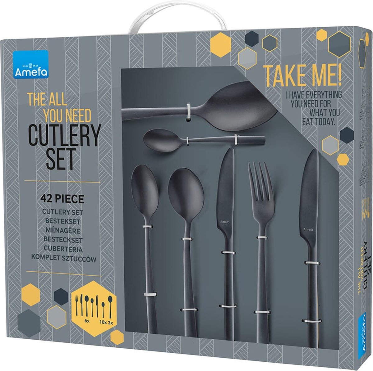 Amefa Manille All You Need Bestekset 42-delig - Satijn Zwart