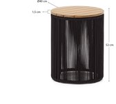 Kave Home - Bijzettafel Dandara van staal, zwart touw en massief acaciahout Ø40 cm FSC 100%.
