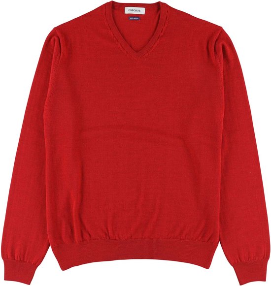 Osborne Knitwear Trui met V hals - Merino wol - Red - L