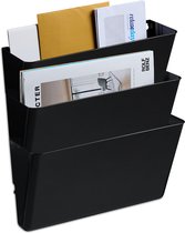 Tijdschriftenrek muur - set van 3 - 19 x 33 x 10 cm - kunststof - zwart