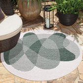 Flycarpets Rond Binnen & Buitenkleed Omkeerbaar - Rio Indoor & Outdoor - Creme / Groen - 120x120 cm