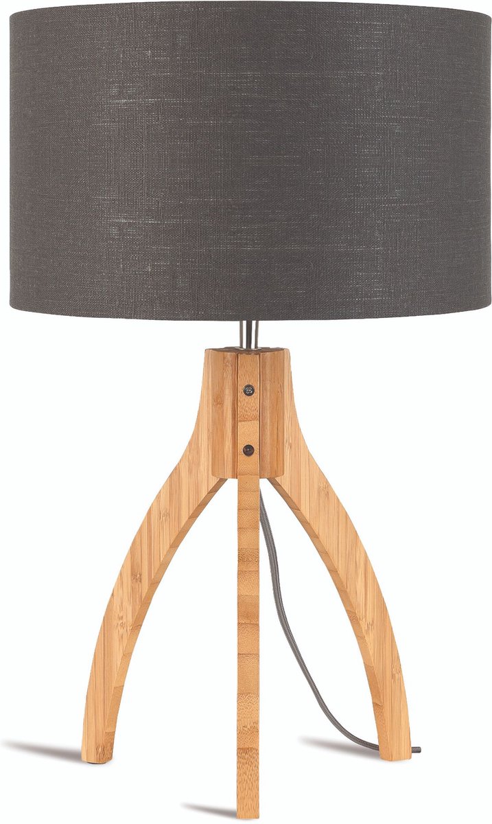 GOOD&MOJO Tafellamp Annapurna - Donkergrijs/Bamboe - Ø36cm - Scandinavisch,Bohemian