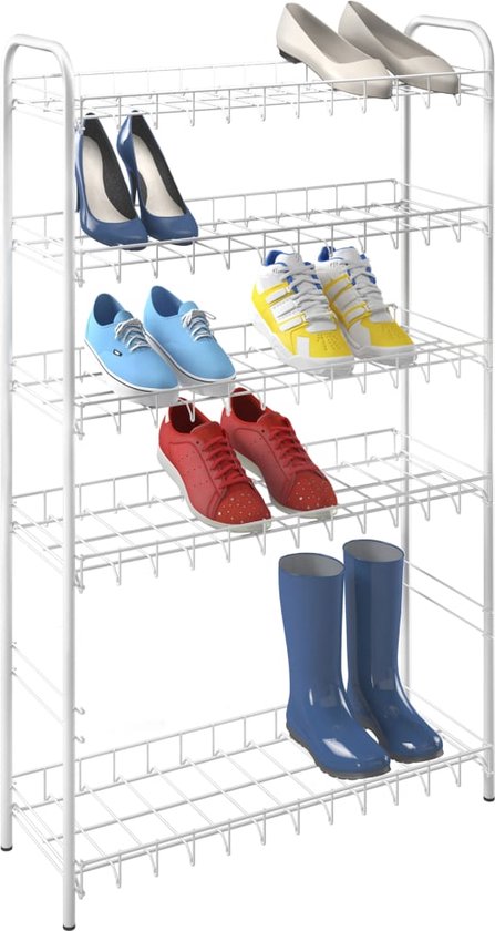 Tomado Metaltex - Shoe 6 - Meuble à chaussures - Argent - 64x23x104 cm - 6 étages