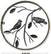 Art for the Home | Metal Art | Vogels op tak zwart | diameter 30cm