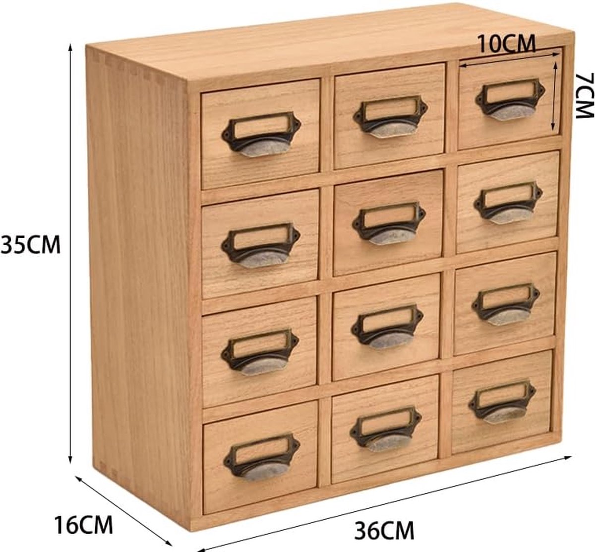 Houten lade-organizer Desktop Mini commode met 16 laden, houten ladekast voor Home Office Desktop Organizer en opslag