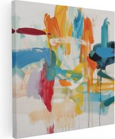 Artaza Canvas Schilderij Abstract Kunstwerk met Heldere Kleuren - 40x40 - Klein - Foto Op Canvas - Canvas Print