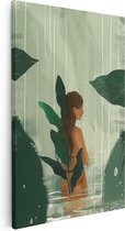 Artaza Tableau sur Toile Illustration d'une Femme dans la Jungle - 40x60 - Décoration murale - Photo sur Toile - Impression sur Toile