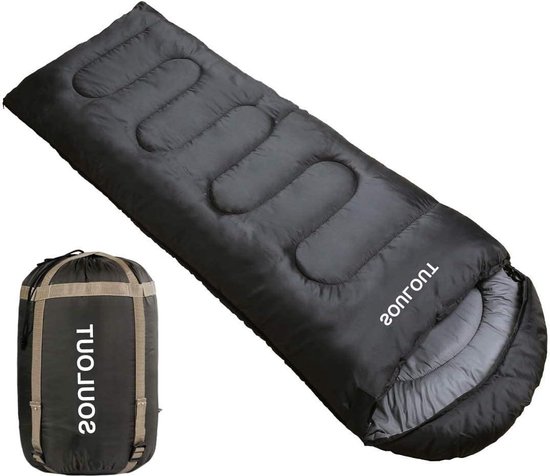 Rechthoekige slaapzakken voor volwassenen kinderen lichtgewicht 3 seizoenen camping slaapzak, backpacking, waterdichte compressie apparatuur voor reizen wandelen, blauwgrijs, 220x75cm, extreem 20 graden Celsius, vulling 1 kg