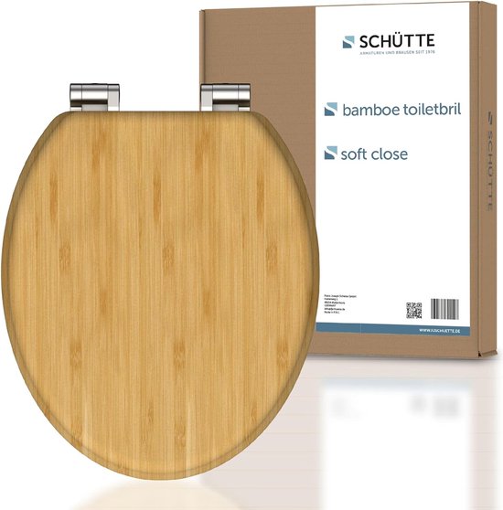 Schütte Bamboo Wc-bril massief bamboe toiletdeksel, duurzaam toiletdeksel van hout, wc-bril van bamboehout, geschikt voor alle gangbare toiletten, maximale belasting wc-bril 150 kg Schütte Bamboo Wc-bril massief bamboe toiletdeksel, duurzaam toiletdeksel van hout, wc-bril van bamboehout, geschikt voor alle gangbare toiletten, maximale belasting wc-bril 150 kg