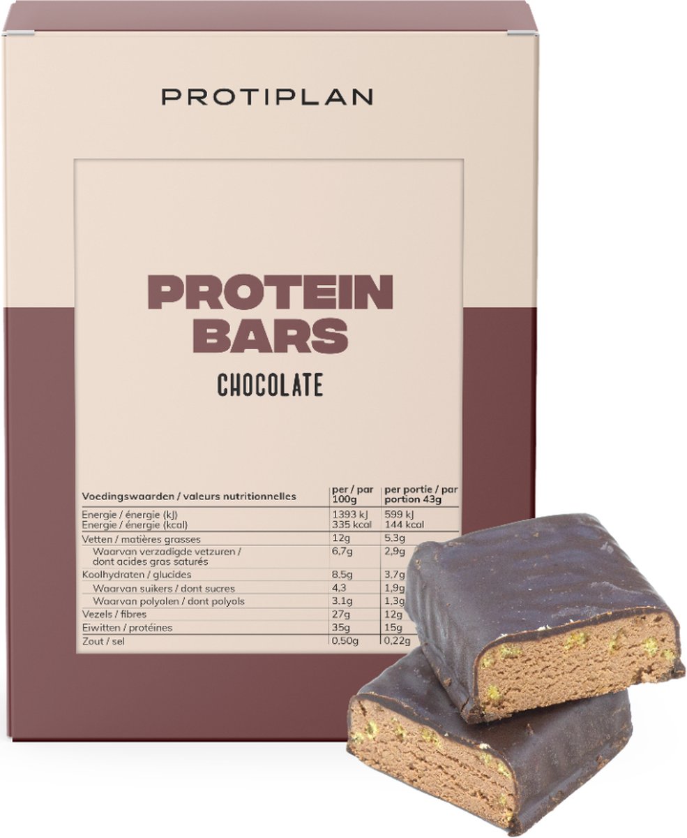 Goedkoopste Protiplan | Reep Cacao | 7 x 43 gram | Eiwitrepen | Koolhydraatarme sportvoeding | Afslanken met Proteïne repen