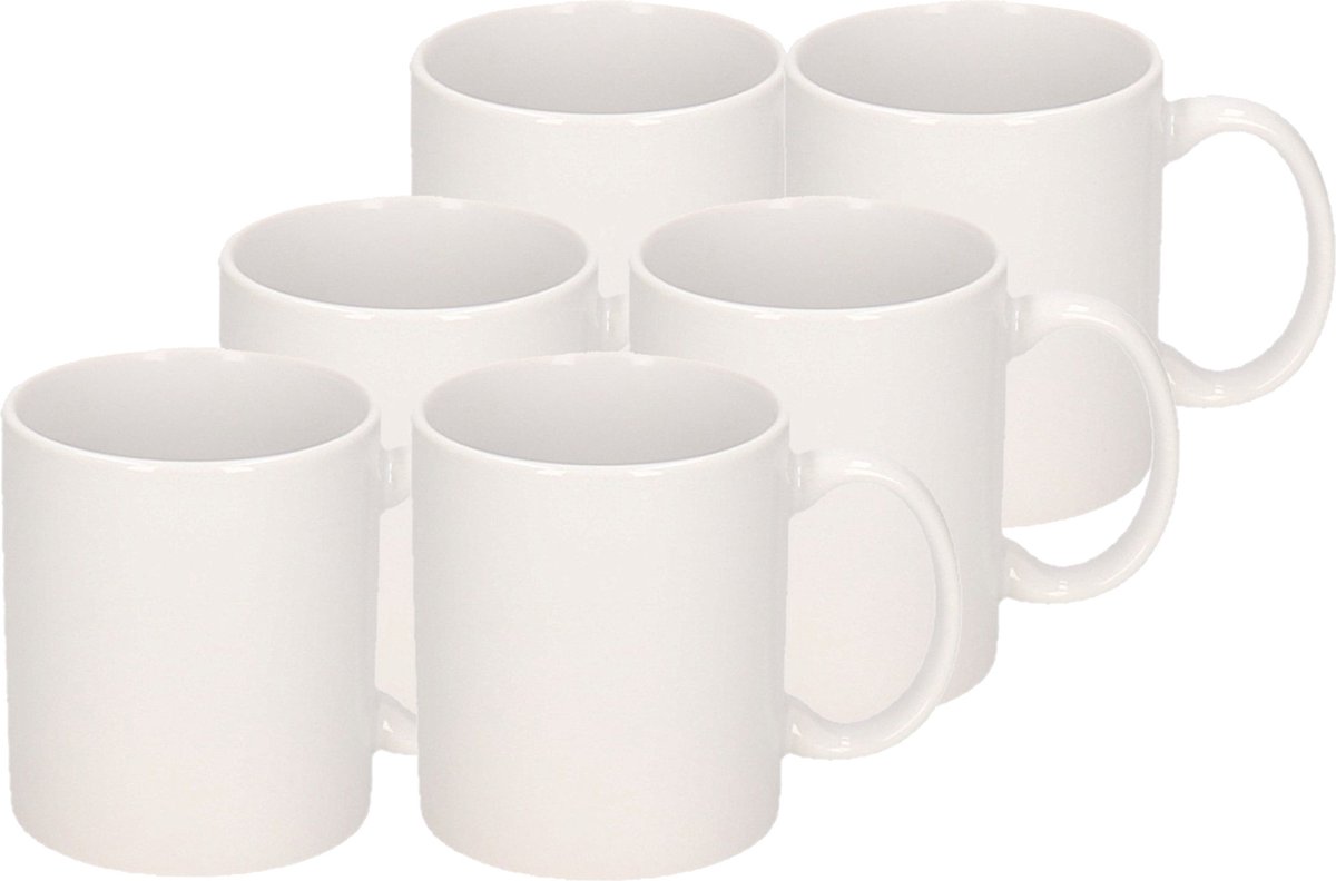 8x Onbedrukte witte mokken 300 ml - blanco koffiemokken