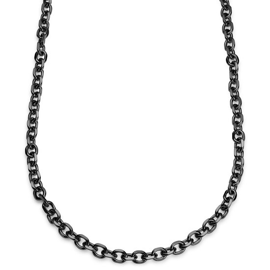 Essentials | 8 mm Gunmetal Zwarte Ketting met Kabelschakels