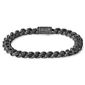 Nicos | 8 mm Zwarte Cubaanse Schakelarmband met Zirkonia