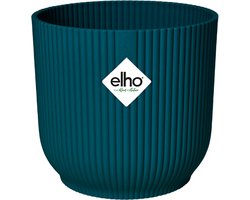Elho Vibes Fold Rond Wielen 35 - Bloempot voor Binnen - 100% Gerecycled Plastic - Ø 34.9 x H 32.4 cm - Diepblauw