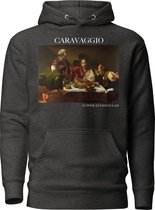 Caravaggio 'Maaltijd in Emmaus' ("Supper at Emmaus") Beroemd Schilderij Hoodie | Unisex Premium Kunst Hoodie | Charcoal Heather | XL