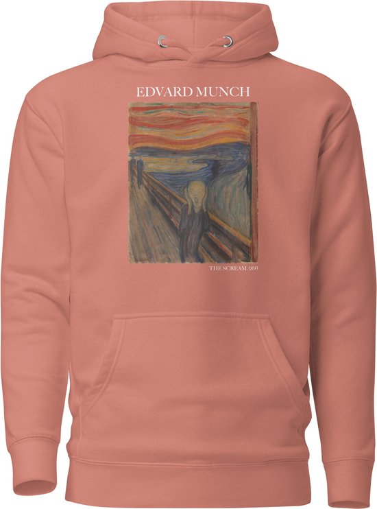 Edvard Munch 'De Schreeuw' ("The Scream") Beroemd Schilderij Hoodie | Unisex Premium Kunst Hoodie | Dusty Rose | XL