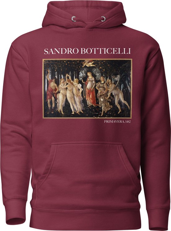 Sandro Botticelli 'Primavera' ("Primavera") Beroemd Schilderij Hoodie | Unisex Premium Kunst Hoodie | Maroon | L