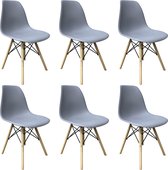 Lina® Bella Eetkamerstoelen - Set van 6 - Houten Poten – Grijs