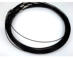 10 x - Spang ketting - Zwart flexibel sieraad met draaislotje - voor glashanger - eigen gemaakt.