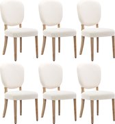 Eetkamerstoelen set van 6, gestoffeerde stoelen bekleed met koperen spijkerversiering stoelleuning, vintage eetkamerstoel, massief houten poten, verstelbare voorzitpoten, linnen stoelen