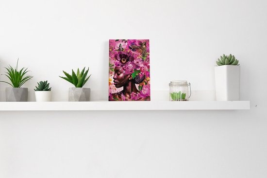 Artaza Peinture sur toile Femme noire avec des Fleurs sur la tête – 20 x 30 – Klein – Photo sur toile – Impression sur toile