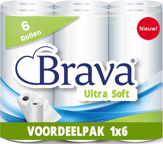Pack économique 1x6 rouleaux d'essuie-tout Brava Ultra Soft, 6 rouleaux.