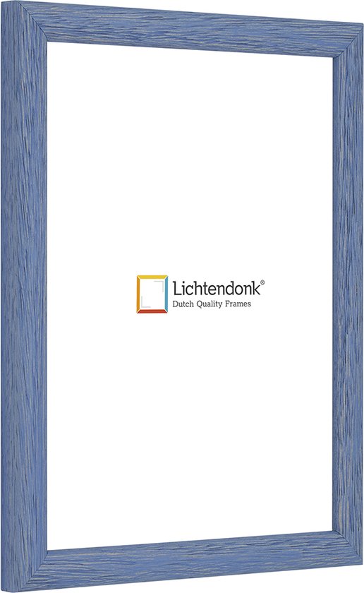 Fotolijst - Fotokader - Blauw - Halfrond met zichtbare houtnerf - Fotomaat 42x59,4 - Ontspiegeld glas - Art.nr. 10550063425941