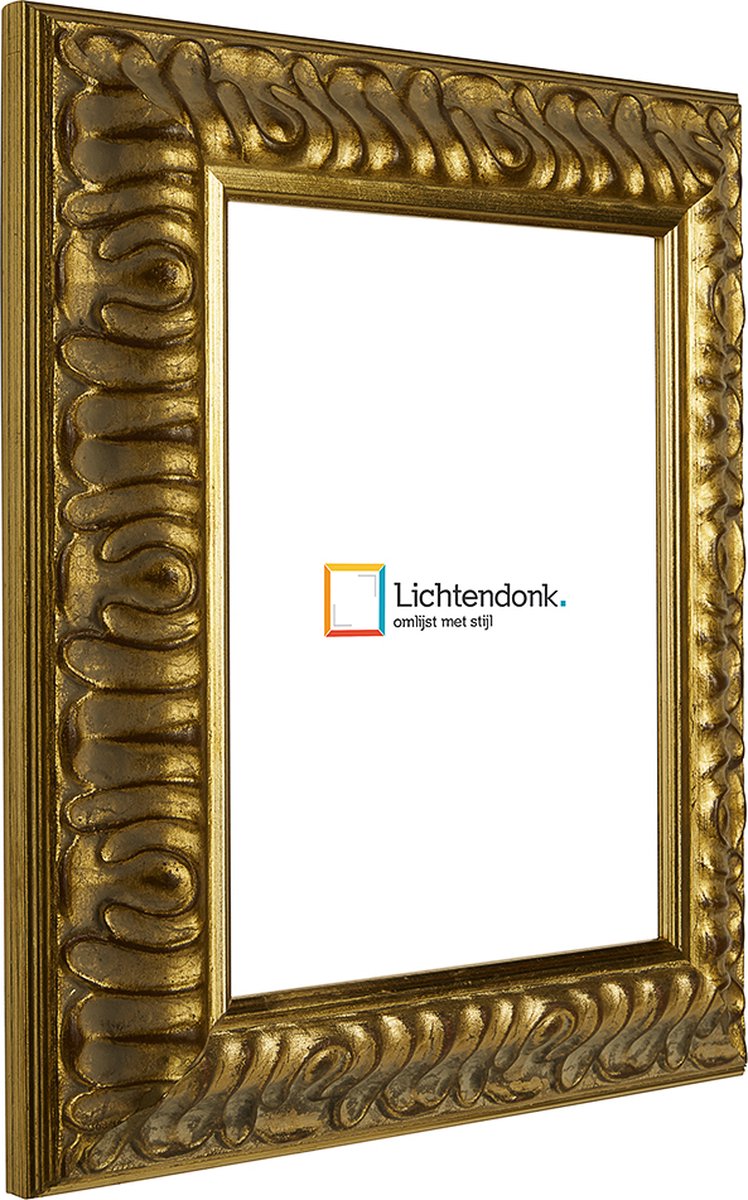 Lichtendonk Fotolijst - Fotokader - Barok Goud - 4,6 cm breed profiel - Fotomaat 13x13 - Helder glas - Art.nr. 10691513132