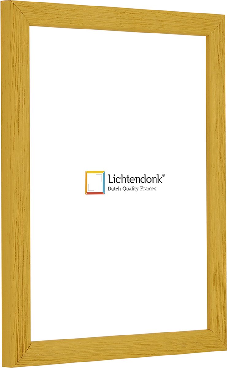 Lichtendonk Fotolijst - Fotokader - Okergeel - Halfrond met zichtbare houtnerf - Fotomaat 21x29,7 - Ontspiegeld glas - Art.nr. 10550059212971