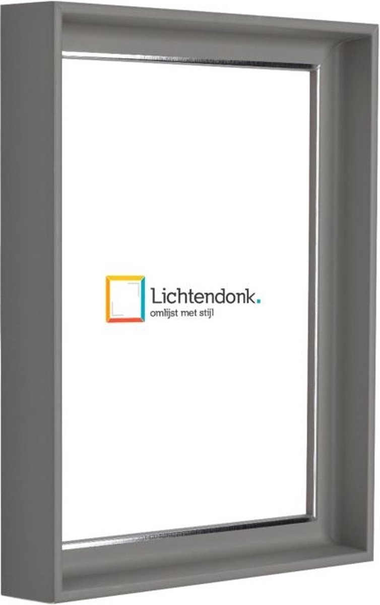 Lichtendonk Luxe Fotolijst Grijs met Zilverlijntje - Design - Fotomaat 40x40 - Ontspiegeld Glas - Art.nr. 058-003-004