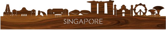 Skyline Singapore Palissander hout - 80 cm - Woondecoratie - Wanddecoratie - Meer steden beschikbaar - Woonkamer idee - City Art - Steden kunst - Cadeau voor hem - Cadeau voor haar - Jubileum - Trouwerij - WoodWideCities
