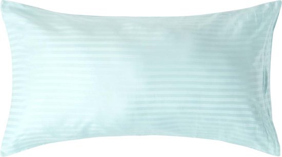 Homescapes Taie d'oreiller rayé 100 % coton égyptien 330 fils coloris bleu ciel 50 x 90 cm