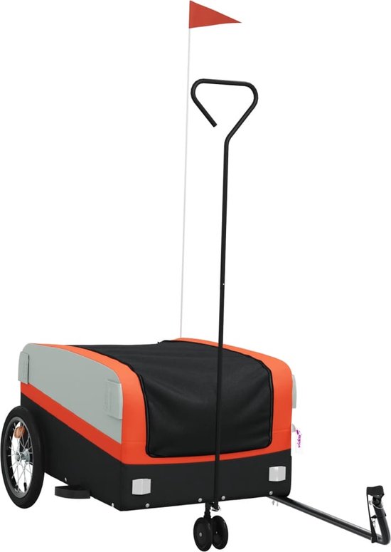 vidaXL-Fietstrailer-45-kg-ijzer-zwart-en-oranje
