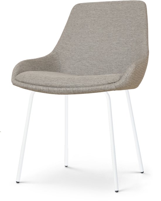 Nolon Nora-Isa Eetkamerstoel Warm Grijs - Stof - Wit Onderstel - Design - Scandinavisch - Comfortabel