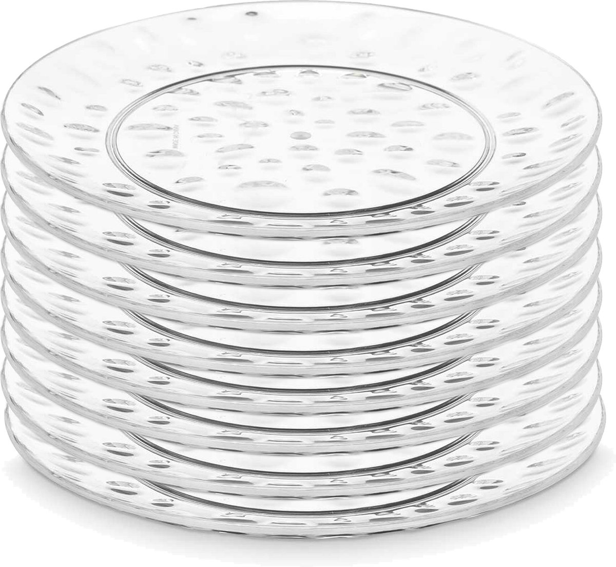 Leknes Onbreekbare Dinerborden - 8x - kunststof - transparant - Dia 21cm - verjaardag/camping