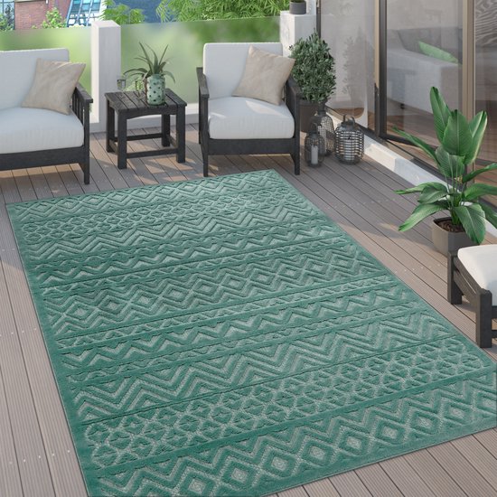 Paco Home Vloerkleed Tapijt Voor Binnen En Buiten Terras Keuken Scandinavisch Eenkleurig 160 cm Rund