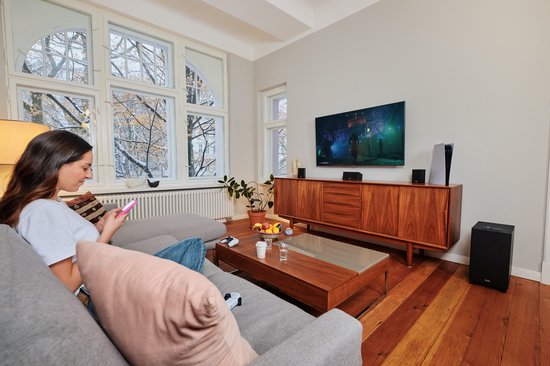 CONSONO 25 CONCEPT Surround 5.1 set - Système 5.1 complet prêt à l'emploi pour un véritable son surround - caisson de basses avec récepteur AV intégré avec Bluetooth 5.0 Zwart