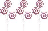 Viv! Branche de Noël - Snoep Swirl à la menthe poivrée - 3 pièces - rose foncé blanc - 25cm Plastique / Rose