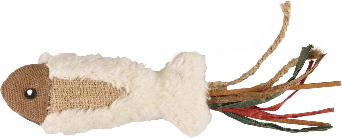 Flamingo Kattenspeelgoed Rila Vis met Kwastje - Wit - 20 x 3.5 x 5 cm