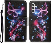 zwart vlinders book case hoesje Telefoonhoesje geschikt voor Samsung Galaxy A55